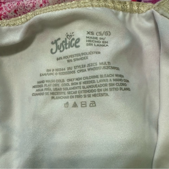 Justice Pink and Gold Floral gymnastics/dance/tumbling leotard. Preowned - Picture 4 of 7